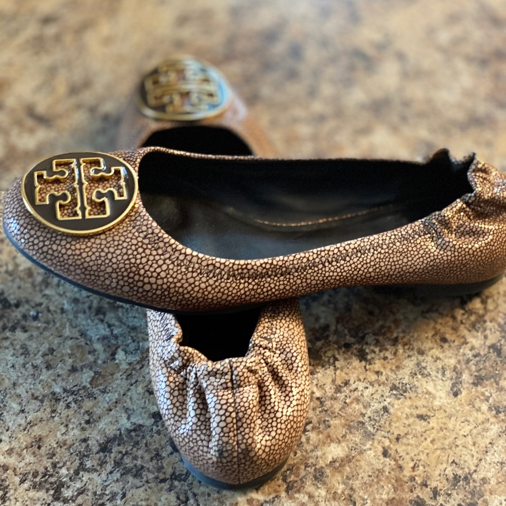 Tory Burch Reva Snakeskin Flats